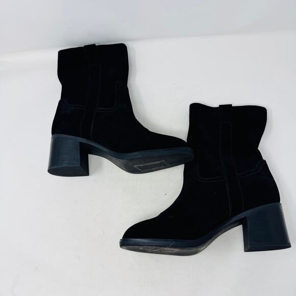 Steve Madden Black Suede Romney Mid Heel Boots Women’s 7.5 - Picture 8 of 11